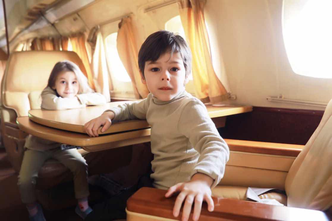 View from a flying private jet window